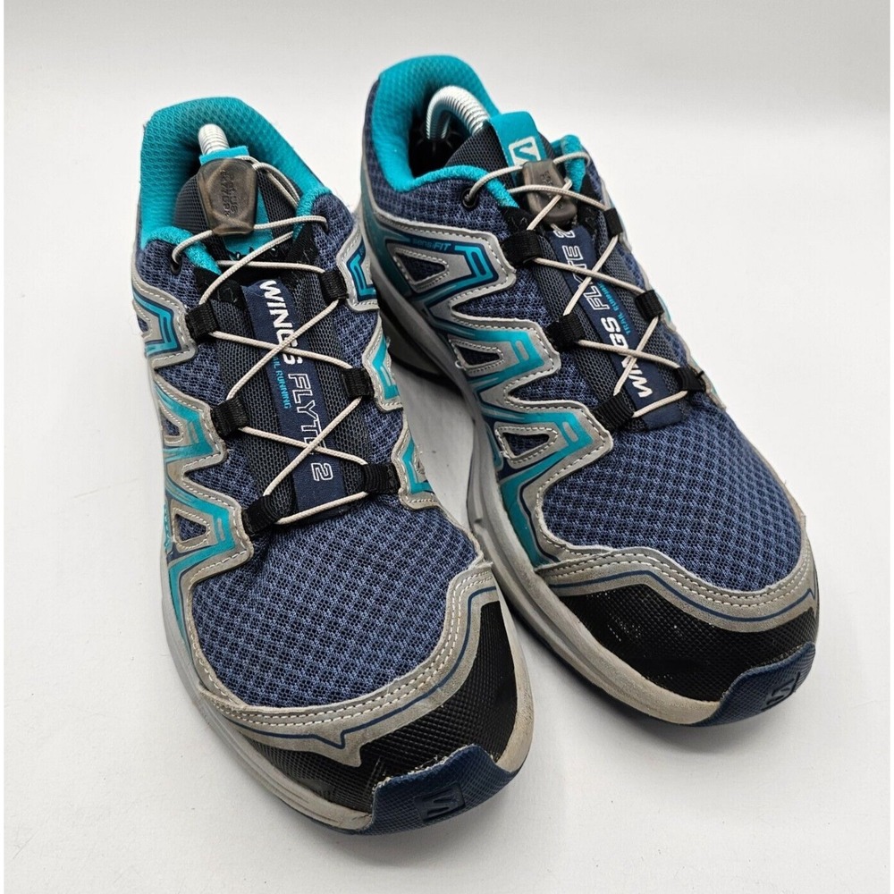 SALOMON Wings Flyte2 Trail Running Shoes Womens 6.5 Blue Contragrip Sneakers‎